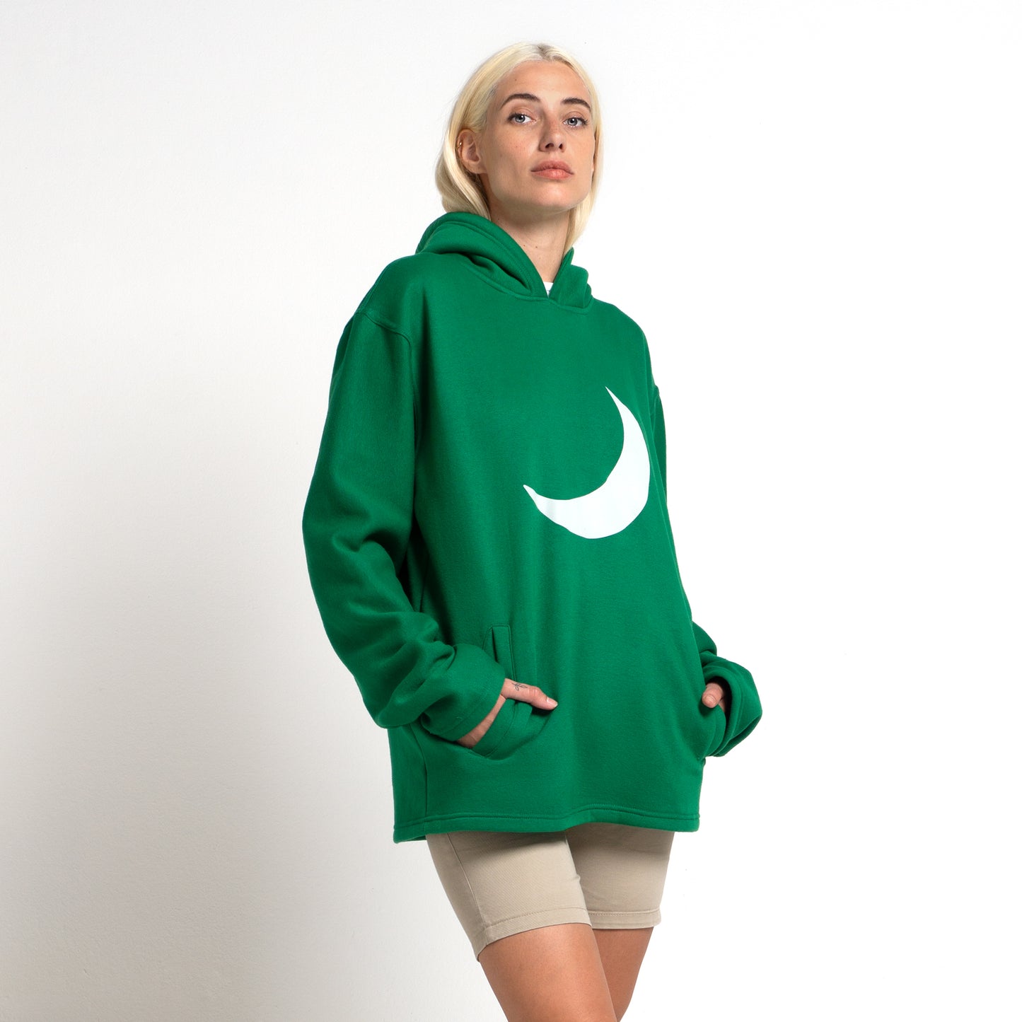 3D Embossed Wassie Hoodie With Moon - Green