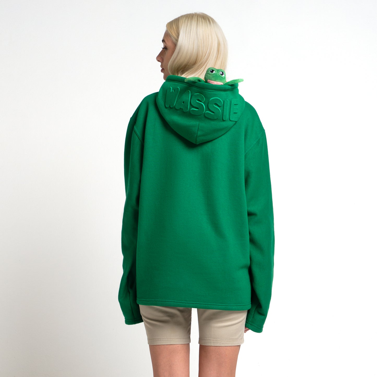 3D Embossed Wassie Hoodie With Moon - Green