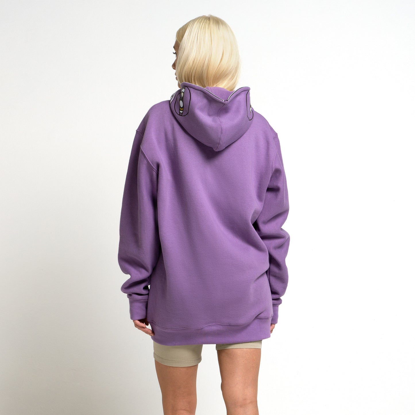 Wassie Full Zip Extended Length Hoodie With Moon -  Purple