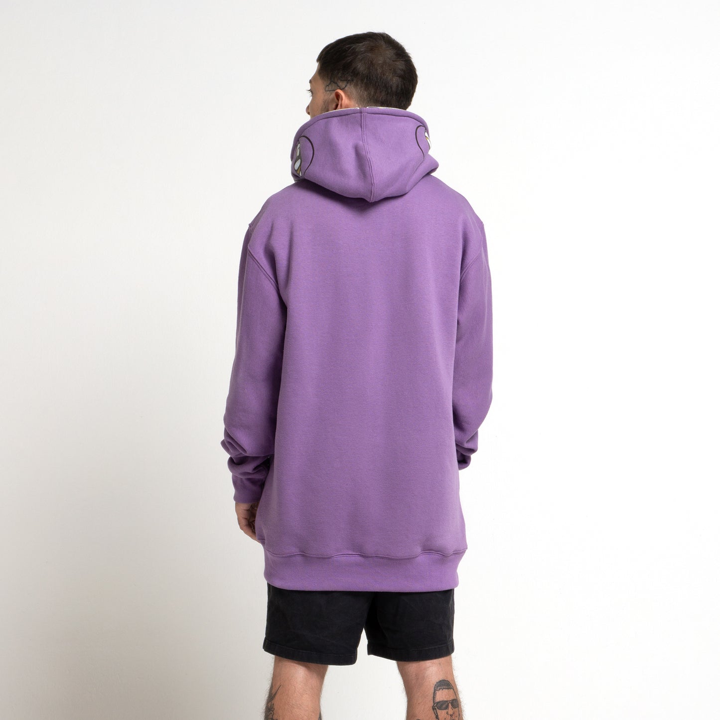 Wassie Full Zip Extended Length Hoodie With Moon -  Purple