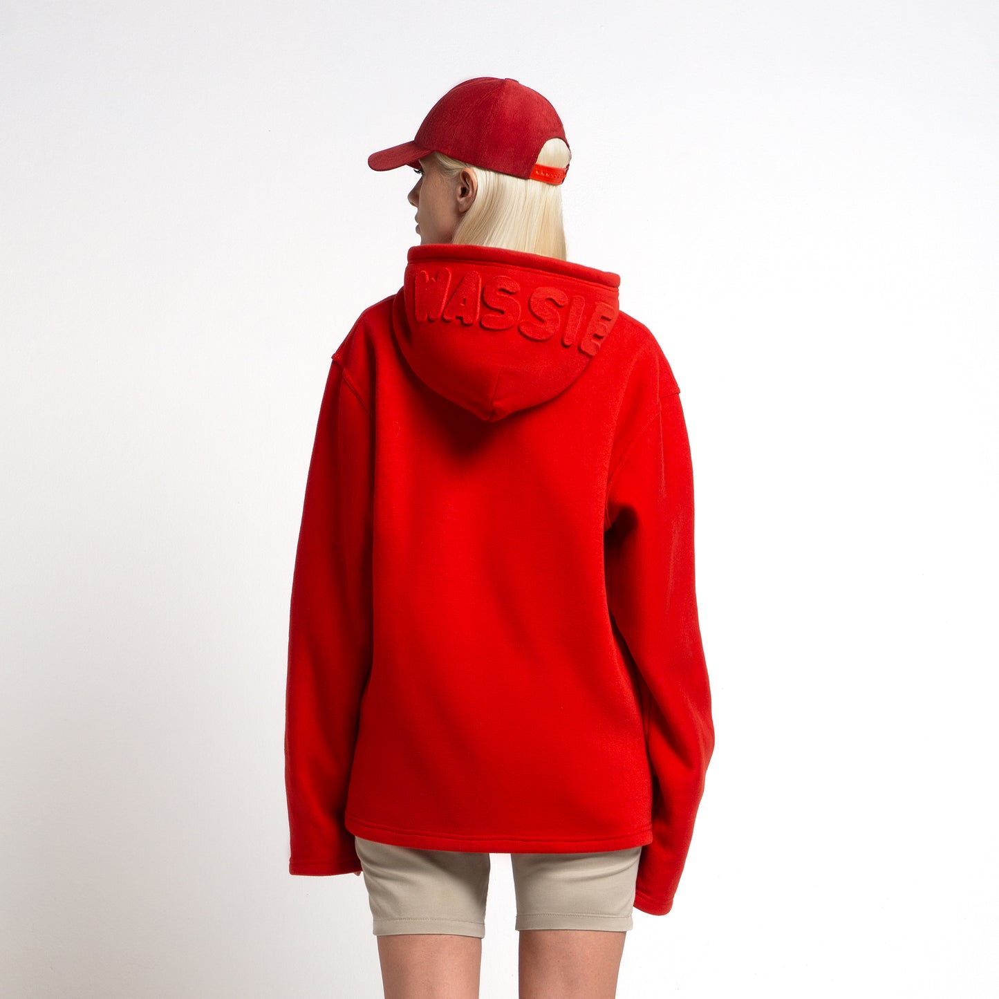 3D Embossed Wassie Hoodie With W - Red