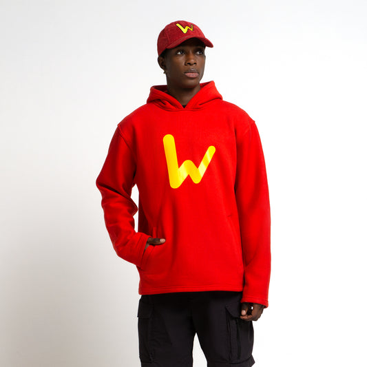 3D Embossed Wassie Hoodie With W - Red