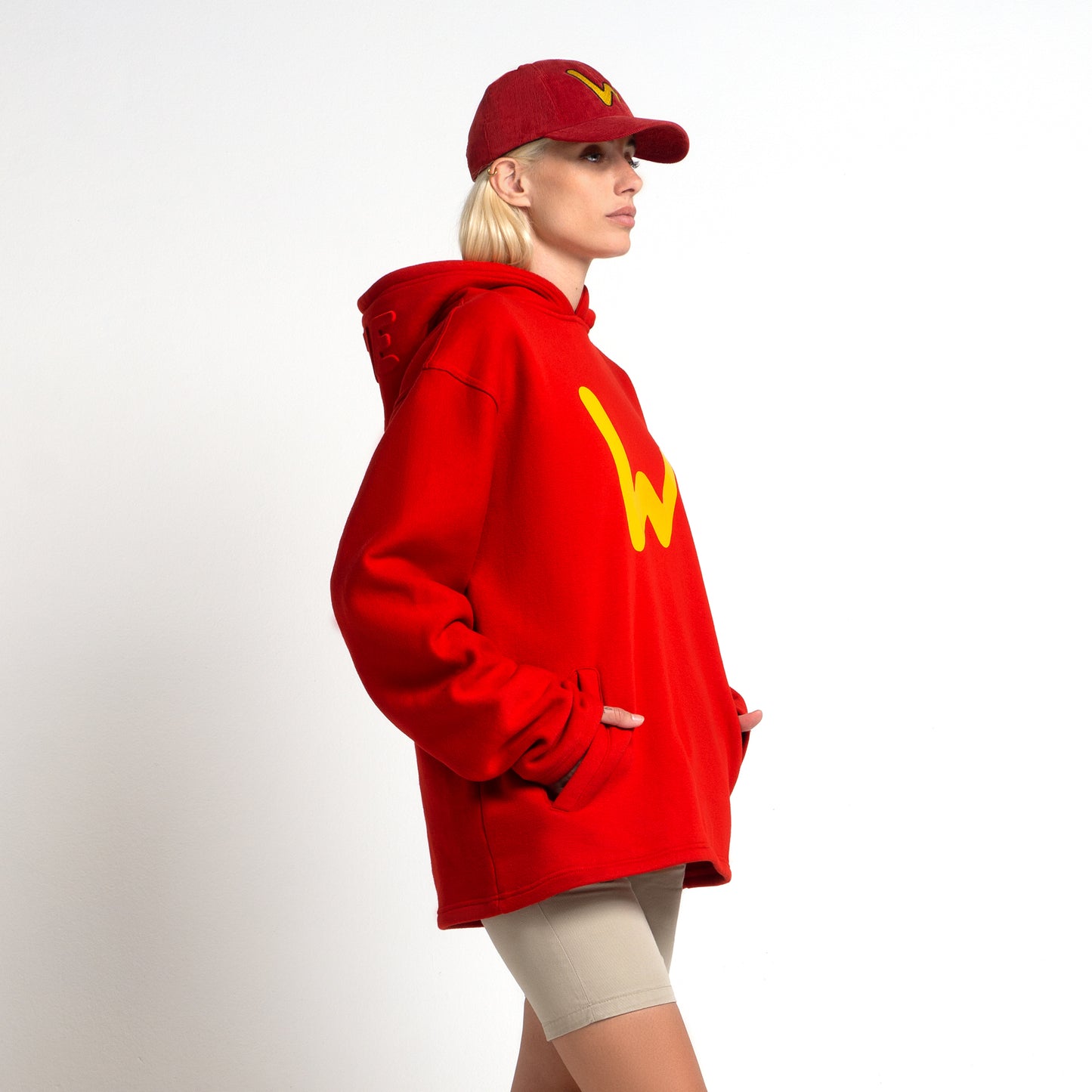 3D Embossed Wassie Hoodie With W - Red